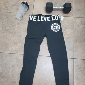NWT Love Fit by Reflex Black LOVE Leggings Size L
